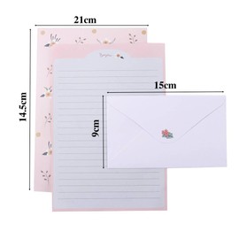 Flower Design Letter Paper and Envelopes Set, 12 Writing Stationery Paper and 6 Envelopes, for Party Wedding Invitations Greeting Cards