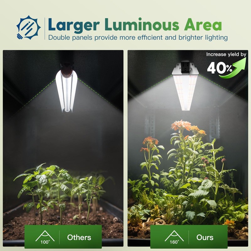 FREELICHT 1 Pack 4ft LED Grow Light with Timer, 60W