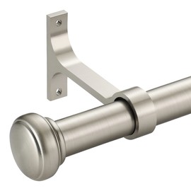 Heavy Curtain Rod,Adjustable Curtain Rod 1 inch Long Curtain Rods for Windows 144 to 164 inch,Ceiling Mount Drapery Rods with Premium Aluminum Brackets,Outdoor Curtain Rod for Patio,Satin Nickel