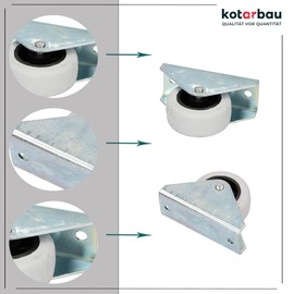 KOTARBAU Pack of 4 Transport Castors, Diameter 40 mm, Rubber Steel Frame, Furniture Castors, All Floors, Castors, Boxes, Fixed Fix Sliding Castors, Tool Castors, Fixed Castors