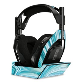 MightySkins Carbon Fiber Skin Compatible with Astro A50 Wireless Headphones + Base Station (Gen 4) - Aquamarine Quartz | Protective, Durable Textured Carbon Fiber Finish | Easy to Apply
