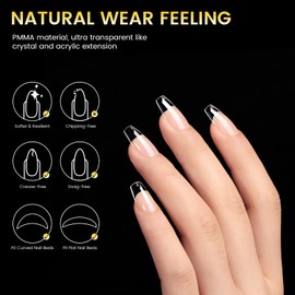 BORN PRETTY Nail Tips Short Clear Tips 288pcs Translucent Nail Tips False Nails Short Ultra Thin Natural Fit Full Cover Practice Salon Self Nail Short T Shape