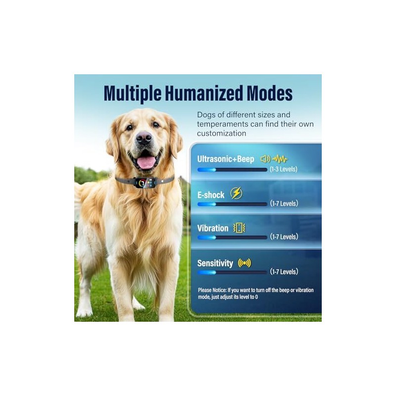 SLAYKAM Bark Collar For Large Medium Dogs Ultrasonic Dog Deterrent