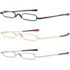 Viseng 3 pairs Slim Mini Metal Reading Glasses Compact Lightweight