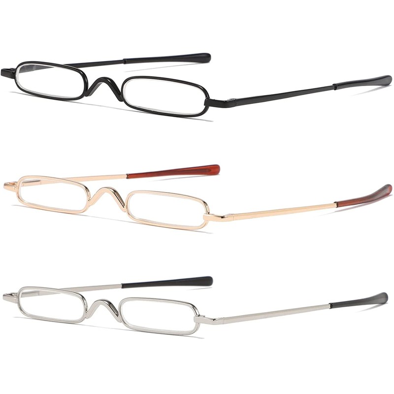 Viseng 3 pairs Slim Mini Metal Reading Glasses Compact Lightweight