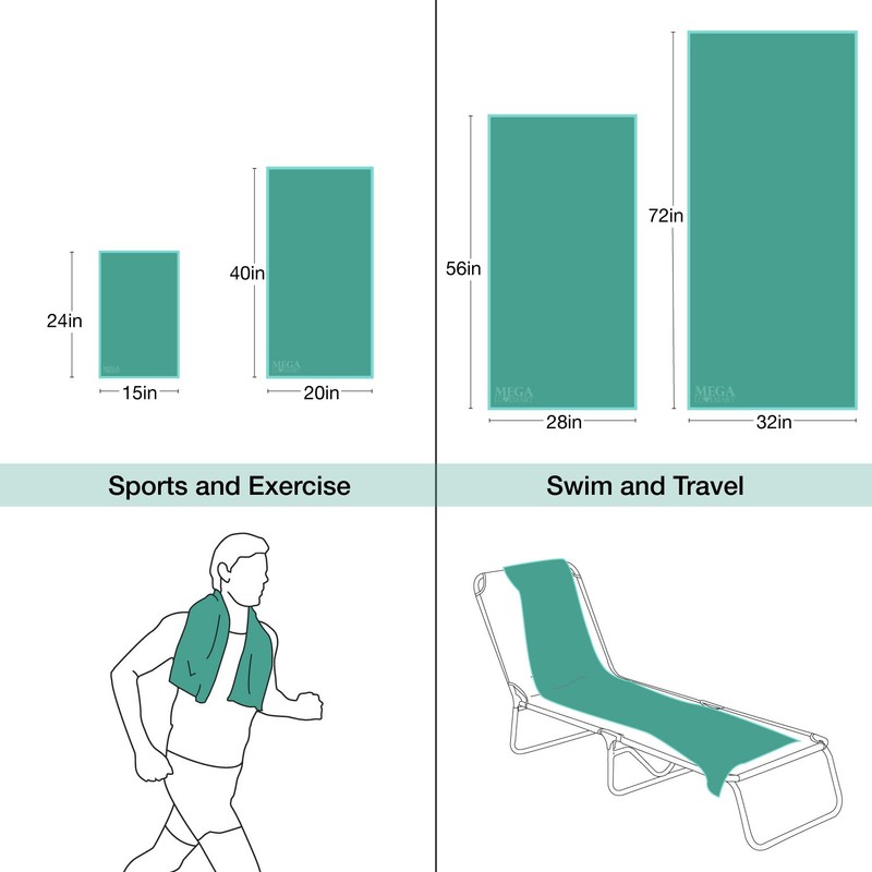 MEGALOVEMART 15" x 24" Suede Microfiber Gym Sport Towel, 2