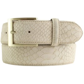 BELTINGER Belt with Golden Belt Buckle and Python Embossed 4 cm Leather Belt 40 mm Snake Look Snake Pattern, Mist Gold