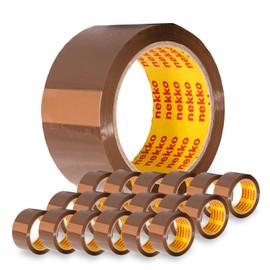 nekko 18 Rolls of Parcel Tape Brown Strong Adhesion, No Tearing, Quiet Unrolling – Packing Tape Packaging Tape – 50 mm x 66 m Tape