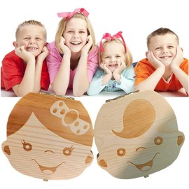 Baby Tooth Keepsake Box,Tooth Fairy Box,Wooden Tooth Box,Tooth Saver,Tooth Holder for Kids Teeth,Tooth Boxes for Lost Teeth for Kids,Newborn Baby Birthday and Shower Gift (Girl)