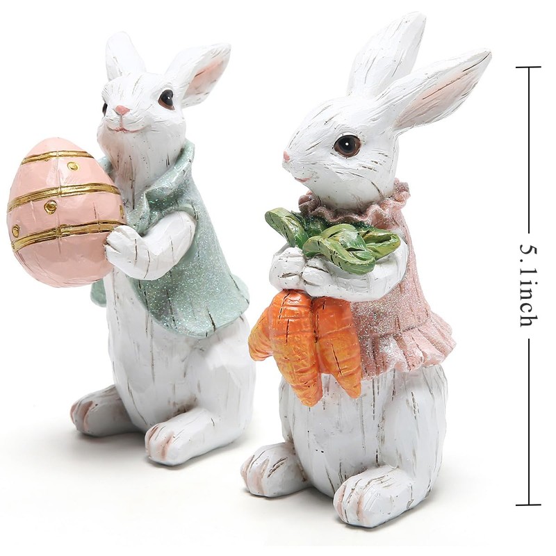 Hodao Easter Bunny Decorations Spring Home Decor Bunny Figurines Gifts(Easter
