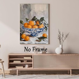 Orange Kitchen Wall Art Still Life Fruit Painting Chinoiserie Art Prints Vintage Still Life Wall Art Kitchen Fruit Pictures Country Moody Rustic Orange Poster Antique Oil Painting 16x24inch No Frame