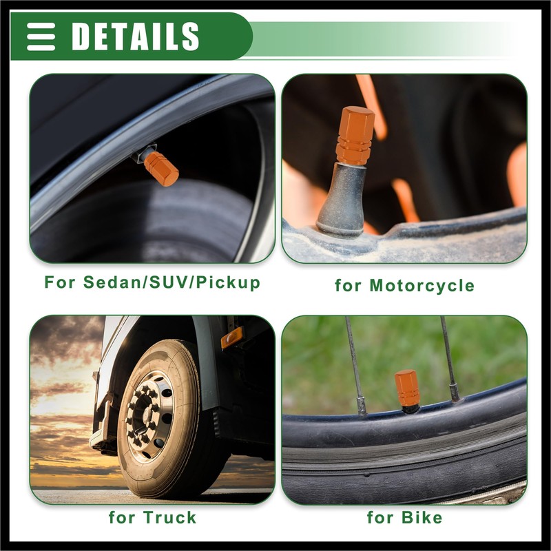 Hihaha Car SUV Tire Valve Stem Caps, 16mm, Aluminum Alloy,