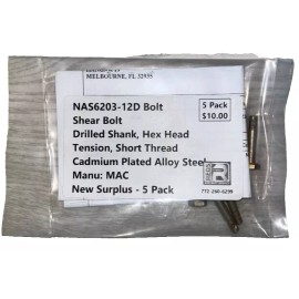 MAC NAS6203-12D 5 Pack Shear Bolts