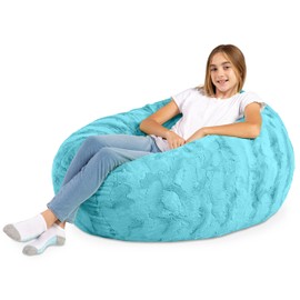 Jaxx Cocoon 4 Foot Bean Bag Chair - Faux Fur, Maui Turquoise