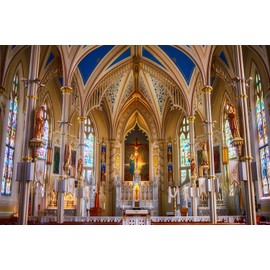 Fmarui Saint Mary’s Cathedral Backdrop, Catholic Church Party Background, Heaven Pray Banner, Basilica Photo Booth Props, 10x8FT