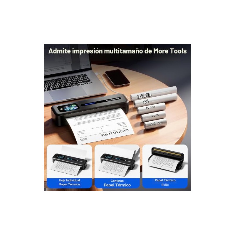 Phomemo Impresora Porttil Con Pantalla Tctil, Mini Impresora Porttil sin