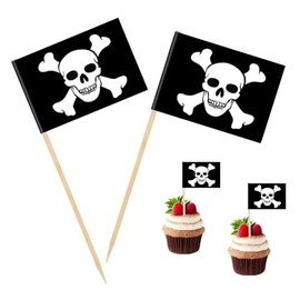 100 Pcs Pirate Jolly Roger Toothpick Flag Mini Small Pirate Cupcake Topper Flags ﻿