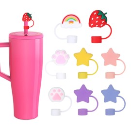 Qiuruoo 8 PCS Straw Cover for Brumate Era 30 oz/40 oz Tumbler, Reusable Straw Covers Compatible with Brumate Accessories, 12mm, Anti-Pollution and Dust Control, Easy-to-Carry Cup Accessories