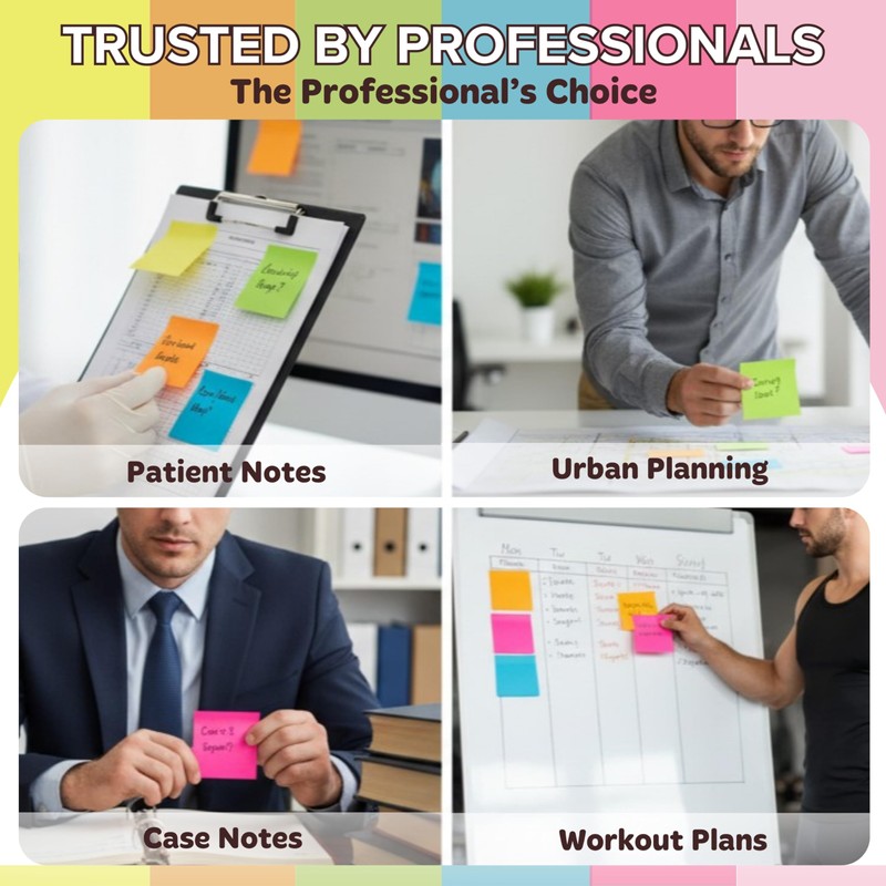 Infiniko Sticky Notes 3x3 (12 Pads/1200 Sheets) – 2026 Improved