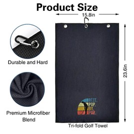 WUUCKOO Best Pop by Bar Retro Embroidered Golf Towel, Funny Golf Towel for Golf Bag with Clip, Fathers Day Birthday Gifts for Grandpa Dad Golf Fan Golf Lover, Retirement Gifts for Grandpa Dad B