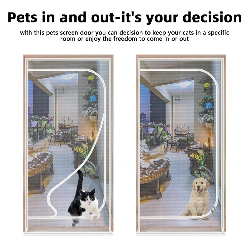 Upgraded Pet Screen Door,Fits Door Opening Size 30''x 80'',Thickened Cat