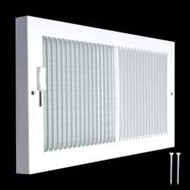 Fits 12x6 Duct Opening | Steel Baseboard Air Supply Grille with Multi-Shutter Damper by Handua | Air Register Vent Cover Grill | White | Outer Dimensions: 13-1/4" x 7-1/4"