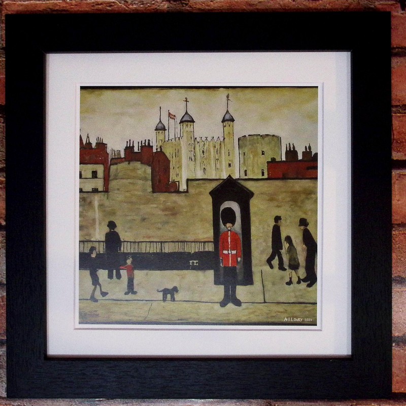 Greetingles Lowry-Style 12"/31cm Square Framed Print. Beautiful Black Ash Frame