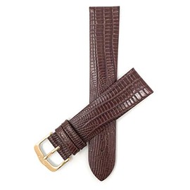 Bandini 12mm Womens Italian Leather Watch Band Strap - Brown - Slim - Glossy - Gold Buckle