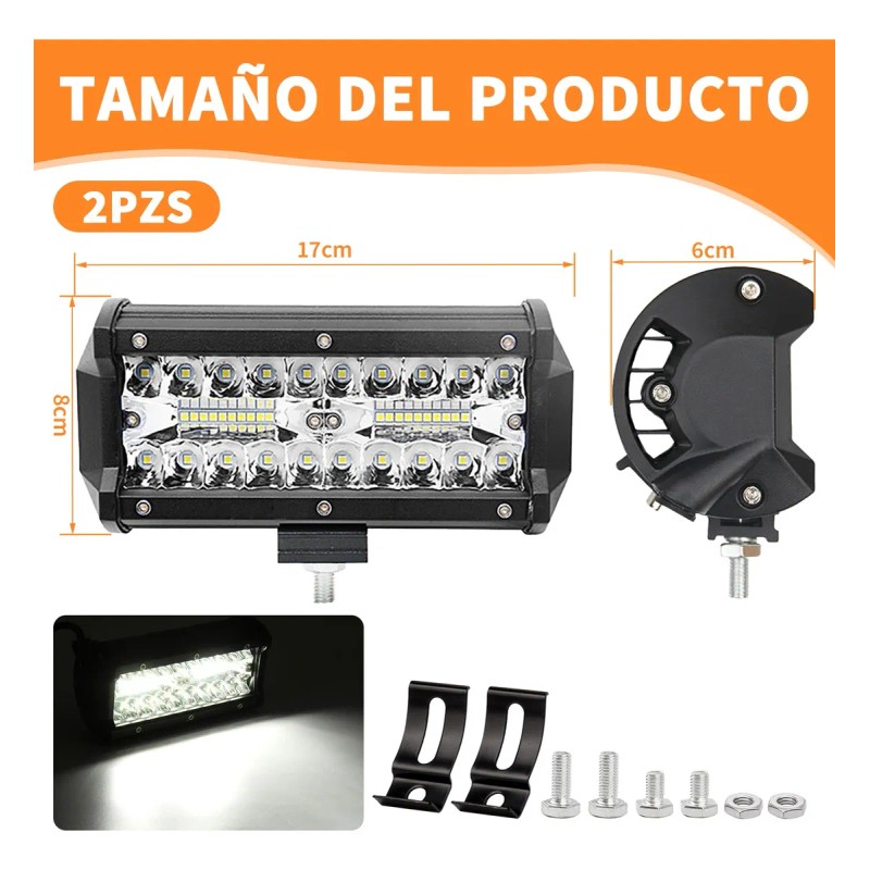 Par Faros 7''auxiliares 120w Triple-fila 6000k
