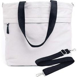 Caldo Canvas Market Tote - Large Travel Bag with Outer Zipper Pocket and Adjustable Shoulder Strap (Pewter)
