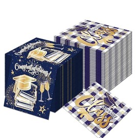 120PCS Graduation Paper Napkins - Purple & Gold Disposable Luncheon Napkins for Grad Party Decorations, Birthday Celebrations, Congrats Grad Supplies
