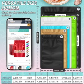 FUNFERY 5.5x7.8 inch Stand Up Mylar Resealable Bags for Food Storage,Smell Proof Foil Pouch,Food Packaging Sealable Bags,Mylar Zipper Bag for Jerky,Candy,Cereal,Coffee, Cards,White,50 Pack