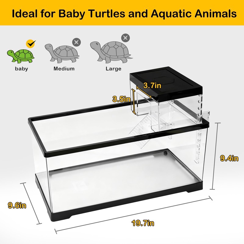 Clioran Turtle Tank Kit with Basking Platform,All in One Turtle