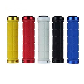Bike Handlebar Grips Rubber Comfortable Bicycle Handle Grip for MTB/BMX with Plastic End Caps (Black)
