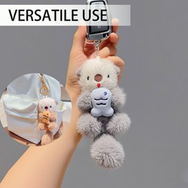 Plush Keychain Otter Charm for Women Teens & Animal Lovers | for Handbags Purses Backpacks & Car Keys | Birthday Gift (Grey)