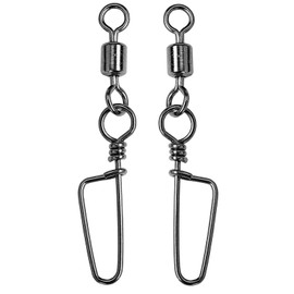 AMYSPORTS High Strength Fishing Snaps Freshwater Barrel Rolling Snap Swivels Steel Lure Connector Fishing Swivel Stainless Black Nickel, 50pcs, 15lb