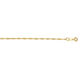 JewelryWeb - 10k Yellow Gold 10" 1.5mm Diamond-Cut Singapore Chain Anklet - Hypoallergenic - Real Gold Ankle Bracelet for Women