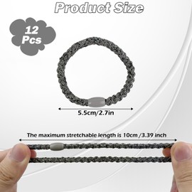 12Pcs Hair Ties, Mixed Color Ponytail Holders Elastics Hair Ties No Damage Hair Tie Bracelets Stretch Hair Bobbles Hair Accessories for Women Girls Thin/Thick/Medium/Long Hair