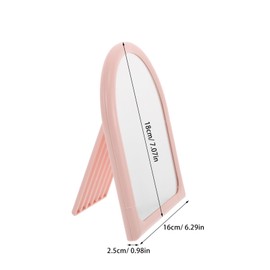 Ipetboom Small Arched Mirror: 1pc Portable Vanity Mirror for Makeup Bathroom Home Dormitory Camping Travel Friendly, Cute Desk Decor Durable and Foldable, Pink, 7.1x6.3x1in