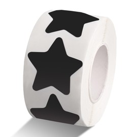 Dimeho 500 Pcs Star Stickers Roll Small Stars Labels 1 Inch Waterproof Removable Star Shape Stickers for Reward Arts and Crafts Wall Classroom Decals Teacher Business, Black