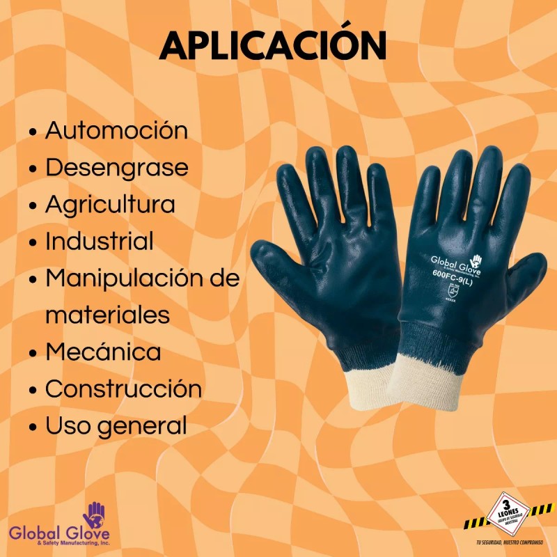 Global Glove and Safety 3 Pares Guante Industrial Nitrilo Puño