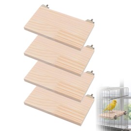 Piattaforma in legno, 4 pezzi, 19 x 10 cm, posatoi rettangolari per uccelli, piattaforma da arrampicata per piccoli animali, piattaforme per cincillà, criceti, pappagalli e pappagalli ondulati