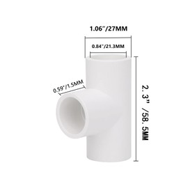 1/2-inch PVC 3-Way Tee Fittings (12 Pack), White, Furniture Grade PVC, Tee Connectors for DIY Furniture, Greenhouse, Pool Products