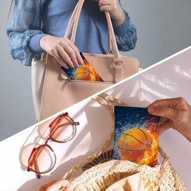 Beabes Basketball Reading Glasses Case For Men, Sunglasses Case For Women, Sport Basketball Fire And Water PU Glasses Case Sunglasses Organizer Eyeglass Case Sleeves