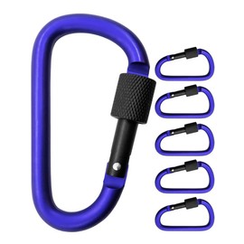 Outdoor Saxx® Pack of 5 Large Screw Carabiners, Material Carabiners, 8 cm, Aluminium, Blue/Black