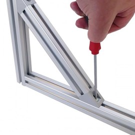 KINETIK MSystem® Angle Connector 45 Degrees 30 x 30 Profile Connector Nut 8 Mounting Material Aluminium Coloured Varnished Connector Aluminium Profile 30 x 30 Compatible with Bosch Rexroth Profile