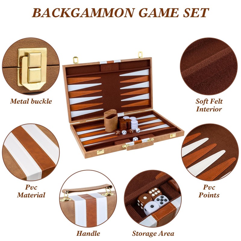 RERIVER Backgammon Set 2 Players Classic Backgammon Sets for Adults