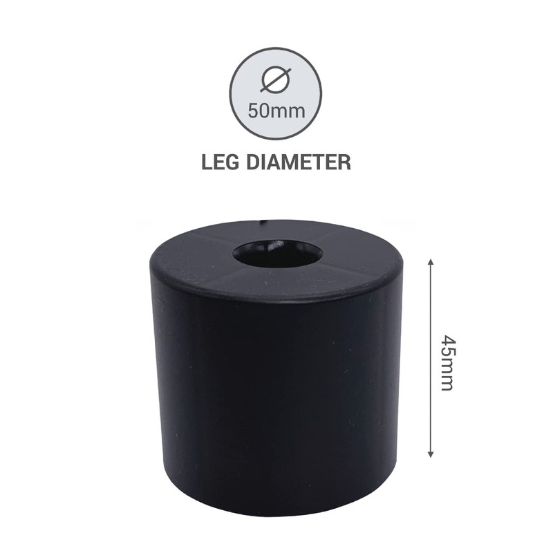 20 x Black Plastic Furniture Legs Height 45mm Round Diameter