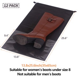DIOMMELL 12 Pack Tall Boot Bags for Travel Non-Woven with Rope for Women Large Shoe Protector Cover Storage Organizers Pouch