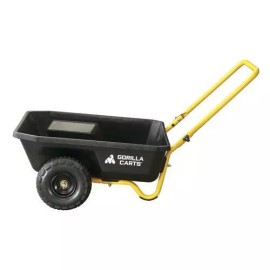 Gorilla 300 Lb Black Poly Push Pull Garden Yard Cart Large Bed Two Wheeled Utility Wagon